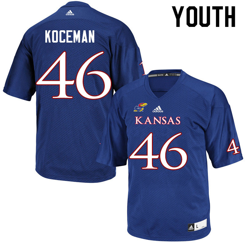 Youth #46 Jack Koceman Kansas Jayhawks College Football Jerseys Sale-Royal - Click Image to Close